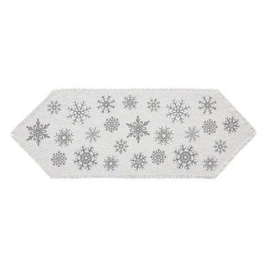 Yuletide Burlap Antique White Snowflake Runner 8x24 - The Fox Decor